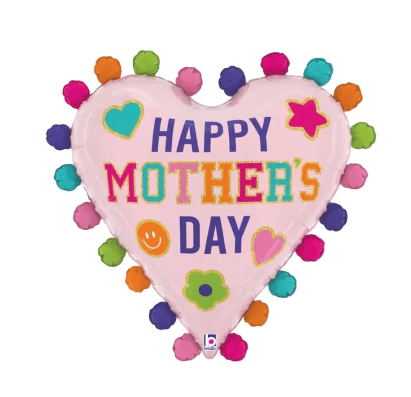 Betallic 27" Mother's Day Heart Patches Foil Balloon